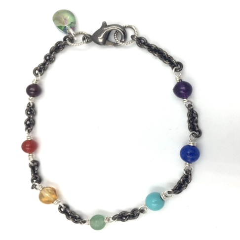 Gai Russo Chakra Sterling Silver Gemstone Bracelet